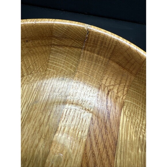 Hand Crafted Wooden Bowl Smooth Inlay Felt Bottom 8" Fruit Bowl Vintage - Picture 3 of 6